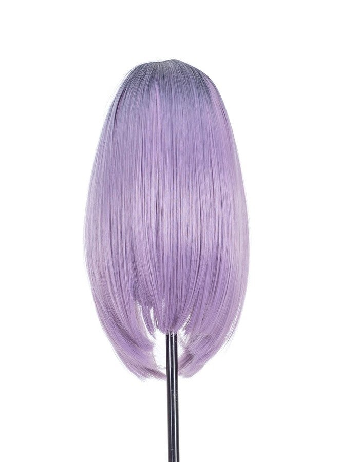 SWACC Ombre Colors Straight Short Hair Bob Wig Synthetic Colorful Cosplay Daily Party Flapper Wig for Women with Wig Cap (Lavender Purple) - Image 4
